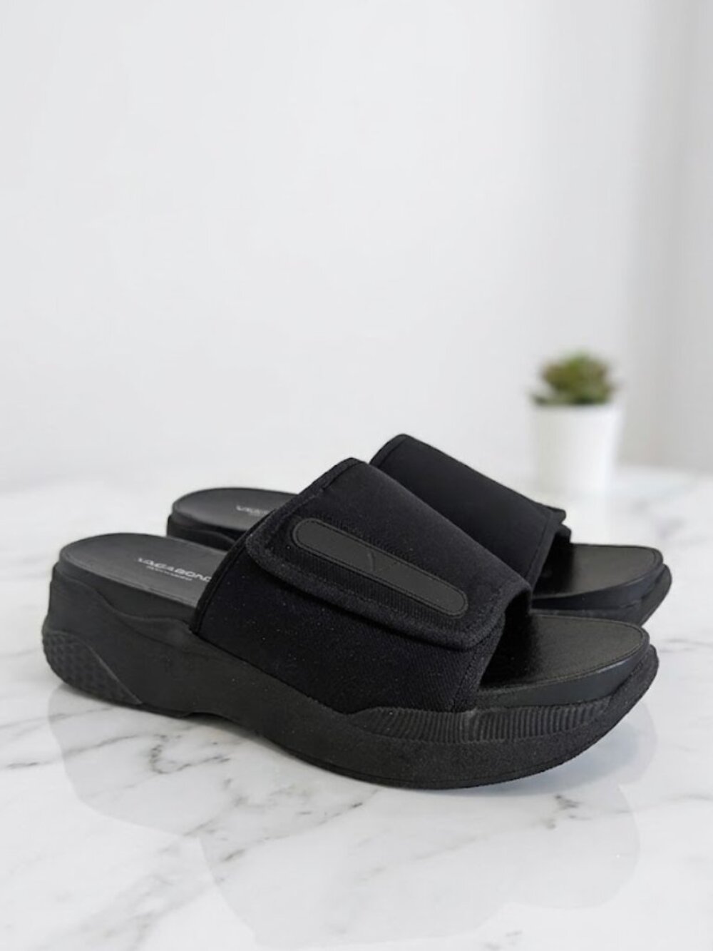 Vagabond Shoemakers Erin Black Neoprene Chunky Platform Slides - 39
